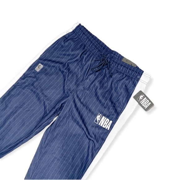 NBA Joggers Navy White Stripe Comfort Fit Elastic Waist Size L New with Tag - Picture 1 of 6